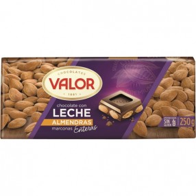 VALOR chocolate con leche y almendras tableta 250 grs